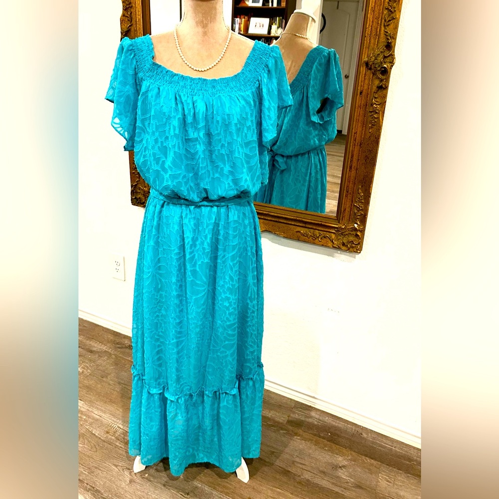 NWT Turquoise blue Lane Bryant maxi dress, flowy beachy island size 18-20